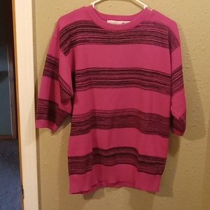 J&L Sport Pink Black 3/4 Sleeve Sweater